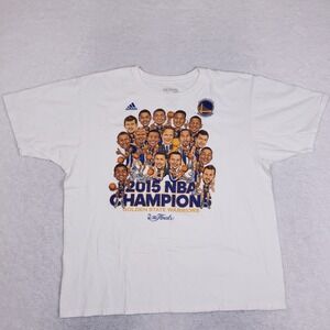 Adidas T Shirt Men 2XL Golden State Warriors 2015 NBA Champions White Caricature
